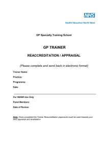 Trainer Panel Reaccreditation & Appraisal form