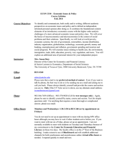 ECON 3310 – Economic Issues & Policy Course Syllabus Fall, 2014