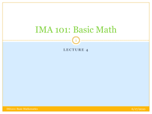IMA 101: Basic Math