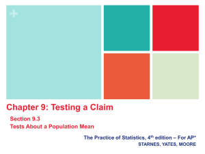 Section 9.3 T-test, Matched Pairs T-test