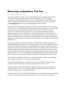 Measuring Loudspeakers, Part One