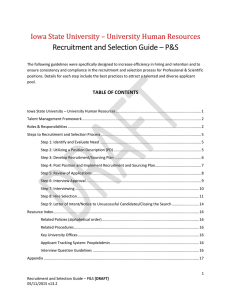 Recruitment and Selection Guide – P&S