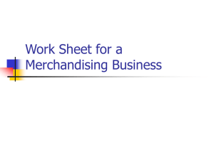 Work Sheet for a Merhandisign Business