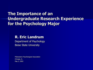 Importance of an Undergraduate Research Experience