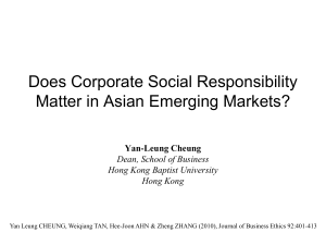 Does Corporate Social Responsibility Matter in Asian Emerging