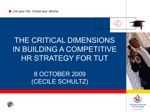 The critical dimensions in building a competitive HR strategy for TUT