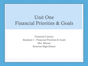 Unit One Financial Planning & Priorities