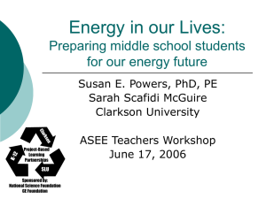 Energy in our Lives - American Society for Engineering Education