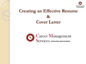 Creating an Effective Resume and Cover Letter