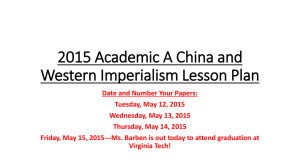 2015 Academic A China and Western Imperialism Lesson Plan Date