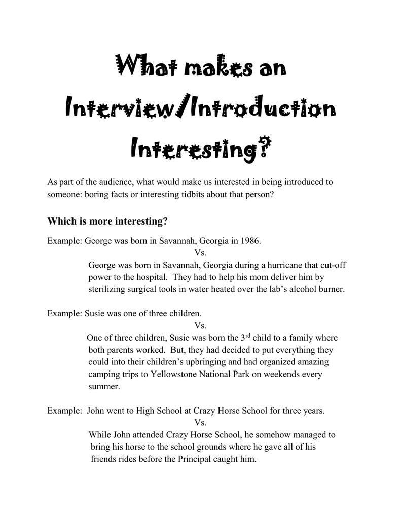 interesting introductions examples