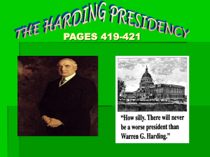 The Harding Presidency pages(419-421)