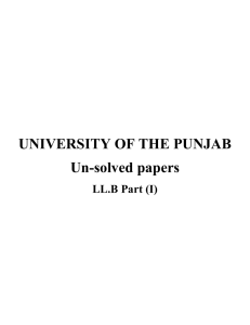 Annual University Papers of LL.B Part (I) for the year 2012