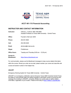 ACCK 401 115 Financial Acctg. - Texas A&M University