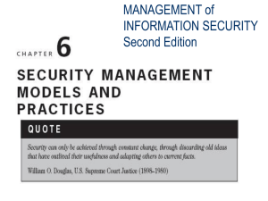 Security Management Models and Practices (Chap 6)