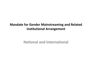 Mandate for Gender Mainstreaming and Related Institutional