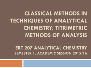 CLASSICAL ANALYTICAL METHODS