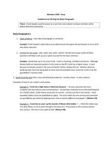 Montana 1948 - Essay Guidelines for Writing the Body Paragraphs