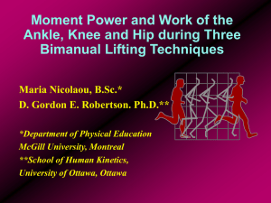 Moment Power and Work of the Ankle, Knee and Hip during Three