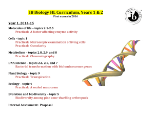 IB Bio Topics Years 1 & 2