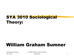 SOC4044 Sociological Theory William Graham Sumner Dr. Ronald
