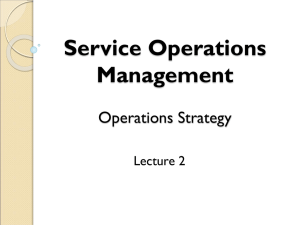 Service Operations Management Operations Strategy