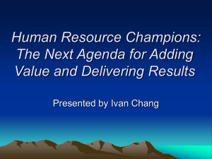 Human Resource Champions: The Next Agenda for Adding Value