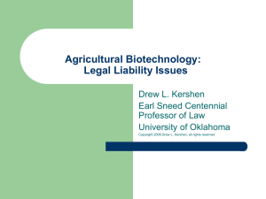Agricultural Biotechnology: Legal Liability Issues