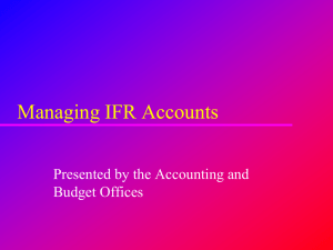 Budgeting for IFR Accounts