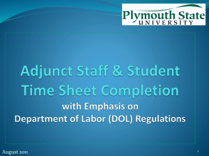 DOL Rules & Regs Student/Adjunct Staff Employee Timesheets