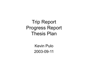 PhD Progress Report 2003-09-11
