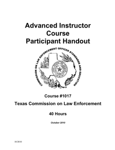 Advanced Instructor Course Participant Handout #1017