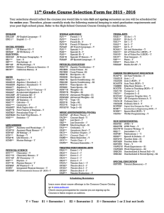 Sophomore Course Selections 2002 * 2003