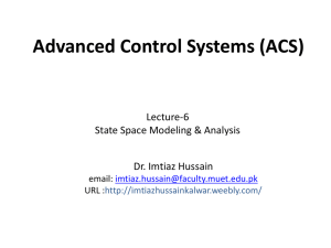 State Space Modeling & Analysis - Dr. Imtiaz Hussain