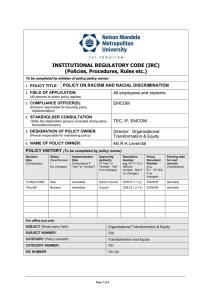 Racial Discrimination Policy - Nelson Mandela Metropolitan University