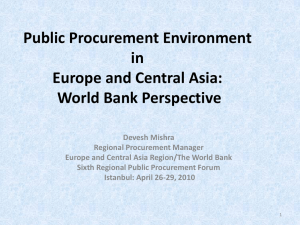Public Procurement Trends in Europe and Central Asia World Bank's