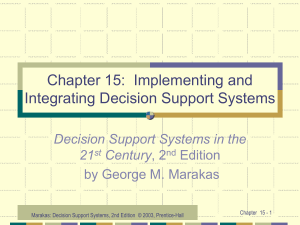 Implementing and Integrating Decision Support Systems