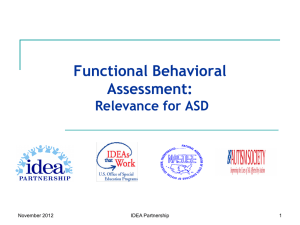 Functional Behavioral Assessment Relevance for ASD