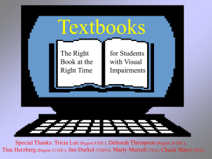 VI Textbooks - Texas School For The Blind And Visually Impaired