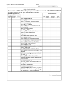 Algebra 2 Notebook Checklist Unit 2 Name