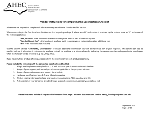 Vendor Instructions for completing the Functional