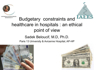 Budgetary constraints and healthcare in hospitals : an ethical point