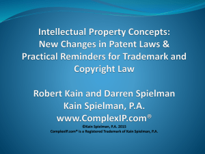 Darren Spielman, Esq. Kain Spielman, P.A. www.ComplexIP.com