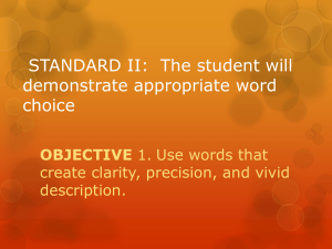 Objective 1: Words that Create Clarity, Precision, and Vivid
