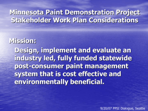 Minnesota Paint Demonstration Project Stakeholder Work Plan