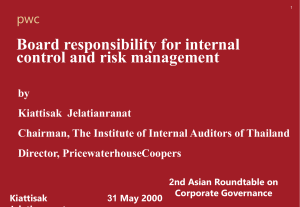 Board responsibility for internal control and risk management