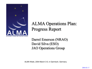 ALMA Operations Plan: Progress Report