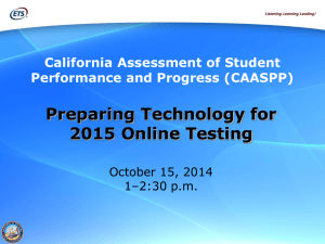 Preparing your LEA's Technology for Online Testing