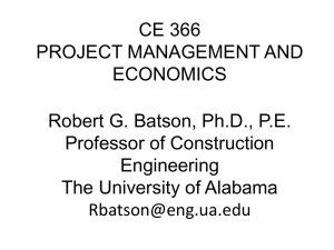ce 366 project management and economics