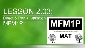 Lesson 2.03, Direct + Partial Variation - WW